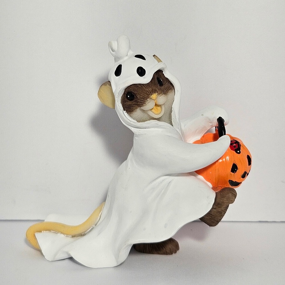 Charming Tails Enesco Mouse Ghost Halloween "You Just Can't Hide A Happy Spirit"